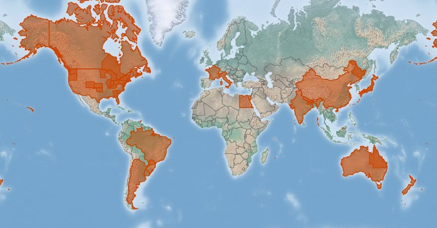 Mappa di diffusione nel mondo di X. cucurbitae