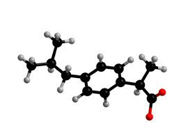 Figura 4 – Struttura chimica dell'Ibuprofene, principio attivo più comunemente usato nella formulazione dei FANS,  tra le cause principali di un microbiota alterato.  [Fonte: ISS]