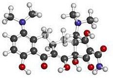 Struttura molecolare dell'antibiotico minociclina C23H27N3O7