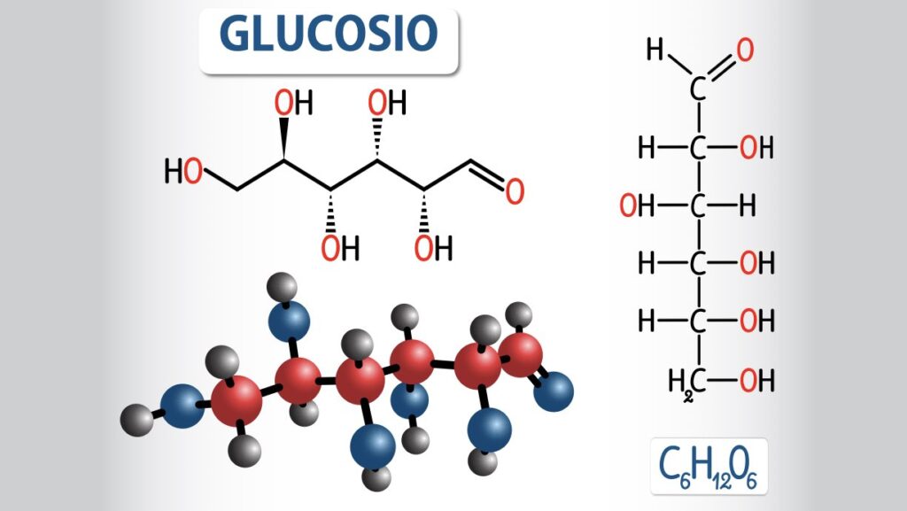 Rappresentazione del glucosio e struttura chimica (carboidrati)